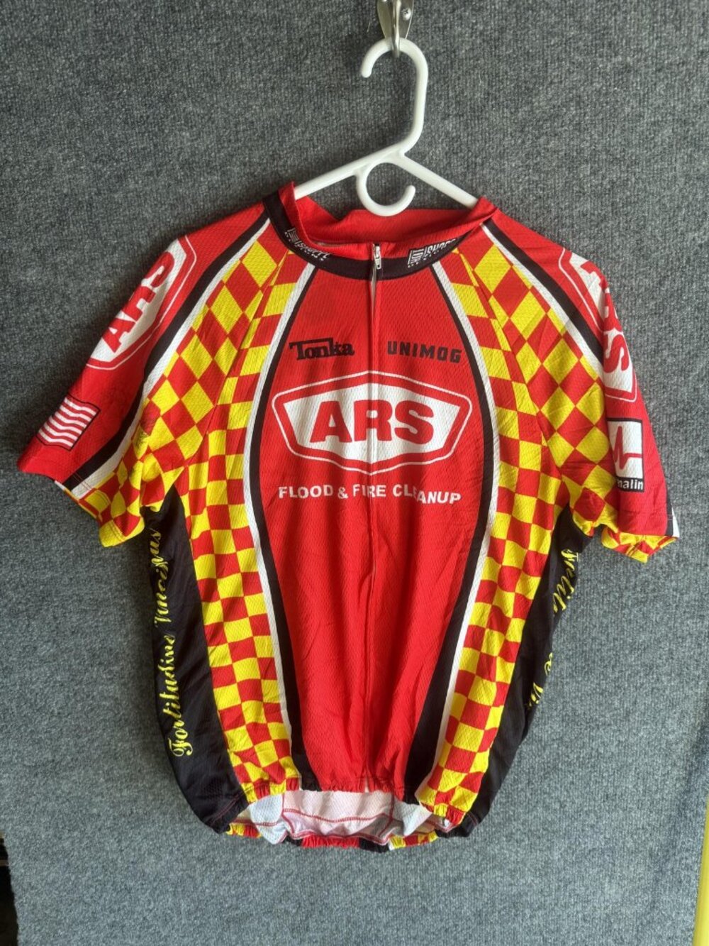 Hot Shoppe Designs Cycling Jersey Mens XL Red Yellow Full Zip Short Sleeve ARS